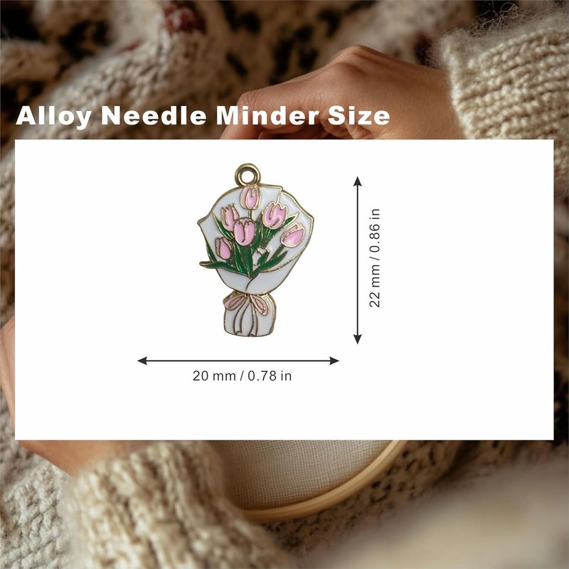 MAGNEECH 2Pcs Needle Minder for Cross Stitch, Pretty Flower Cartoon Enamel Pin,Embroidery Needlework Accessories,Gift for Cross Stitch Lover (Tulip Bouquet) - Image 3